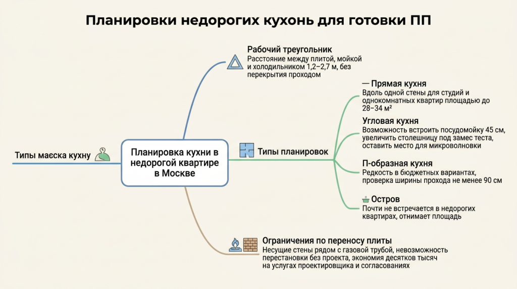 Планировка недорогих кухонь